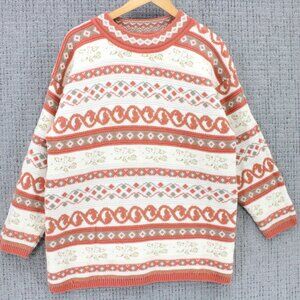 Vintage Forelli Sweater Mens XL Multicolor Knit Pullover Long Sleeve Retro 90s